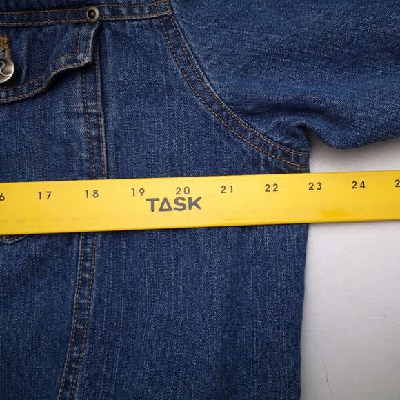 Roaman's Ladies Size 14W Medium Wash Button Closure Jean Jacket - Picture 11 of 12